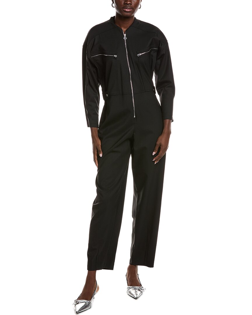 Maje Peter Pan Collar Jumpsuit In Black