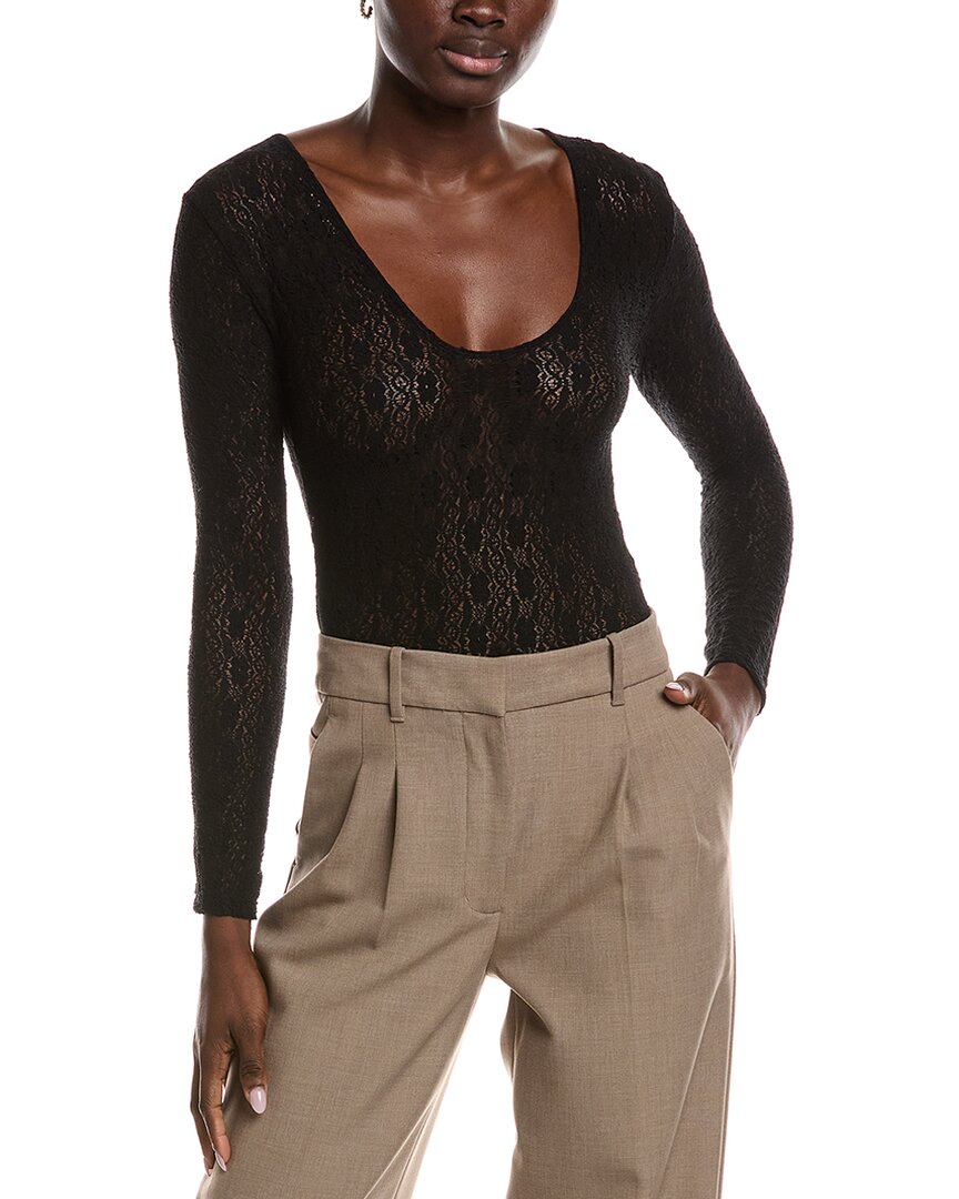 Maje Lace Bodysuit In Black
