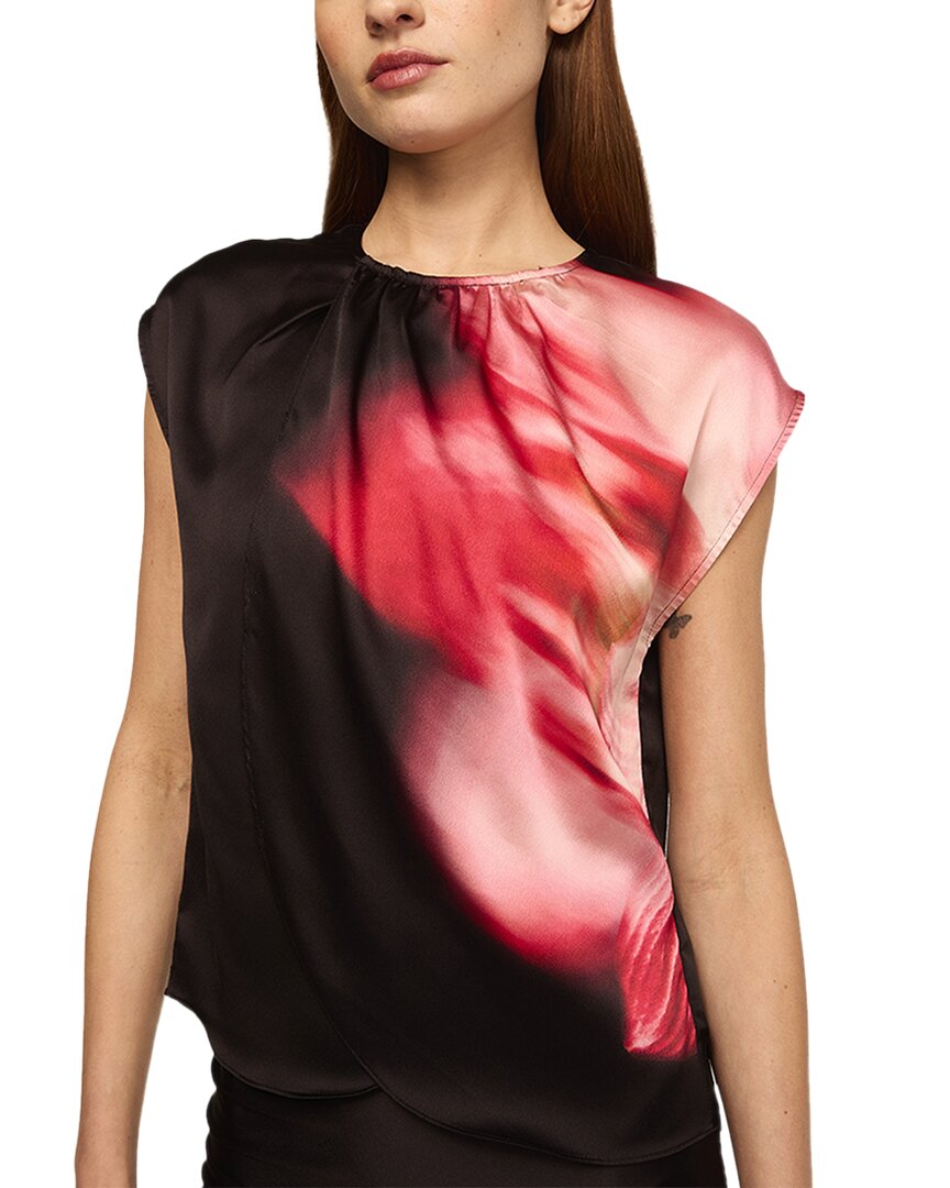 Misa Jessie Cap Sleeve Top In Midnight Orchid In Multi
