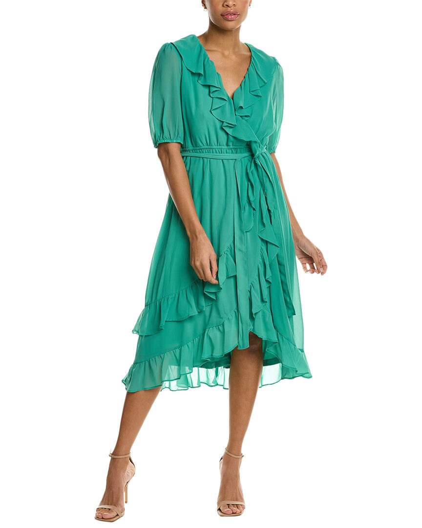 Maison Tara Chiffon Midi Dress In Green | ModeSens