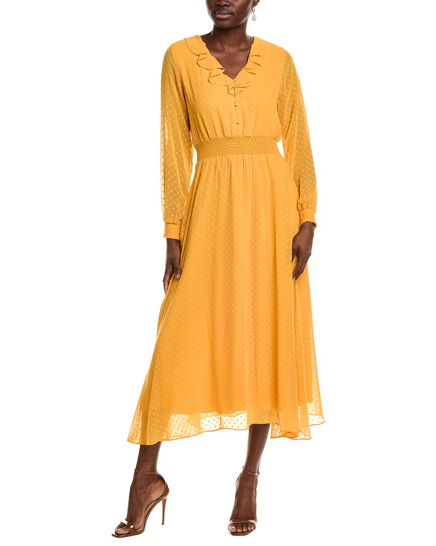 Nanette Lepore Nanette Madeline Clip Dot Midi Dress In Yellow