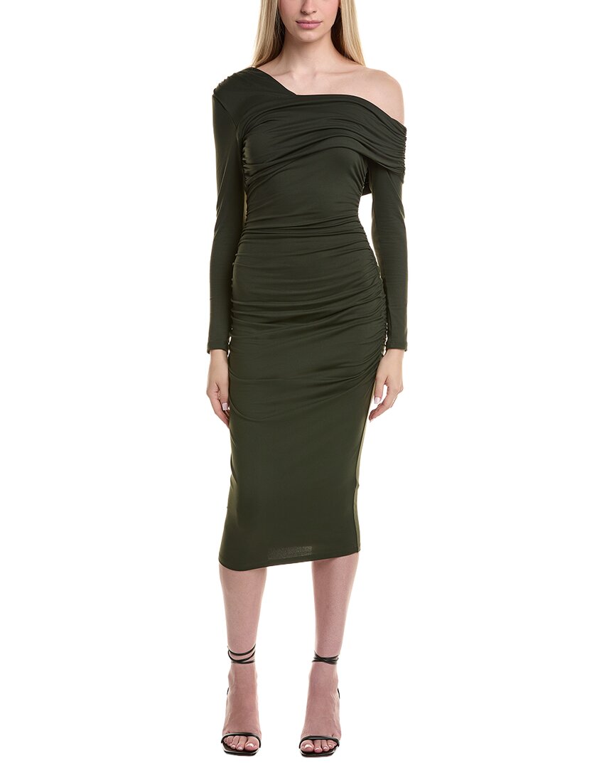 Susana Monaco Off-shoulder Midi Dress In Green