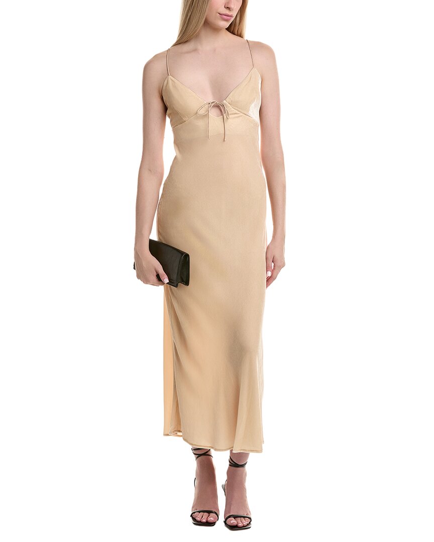 Susana Monaco Velvet Bias Cut Silk-blend Midi Dress In Neutral