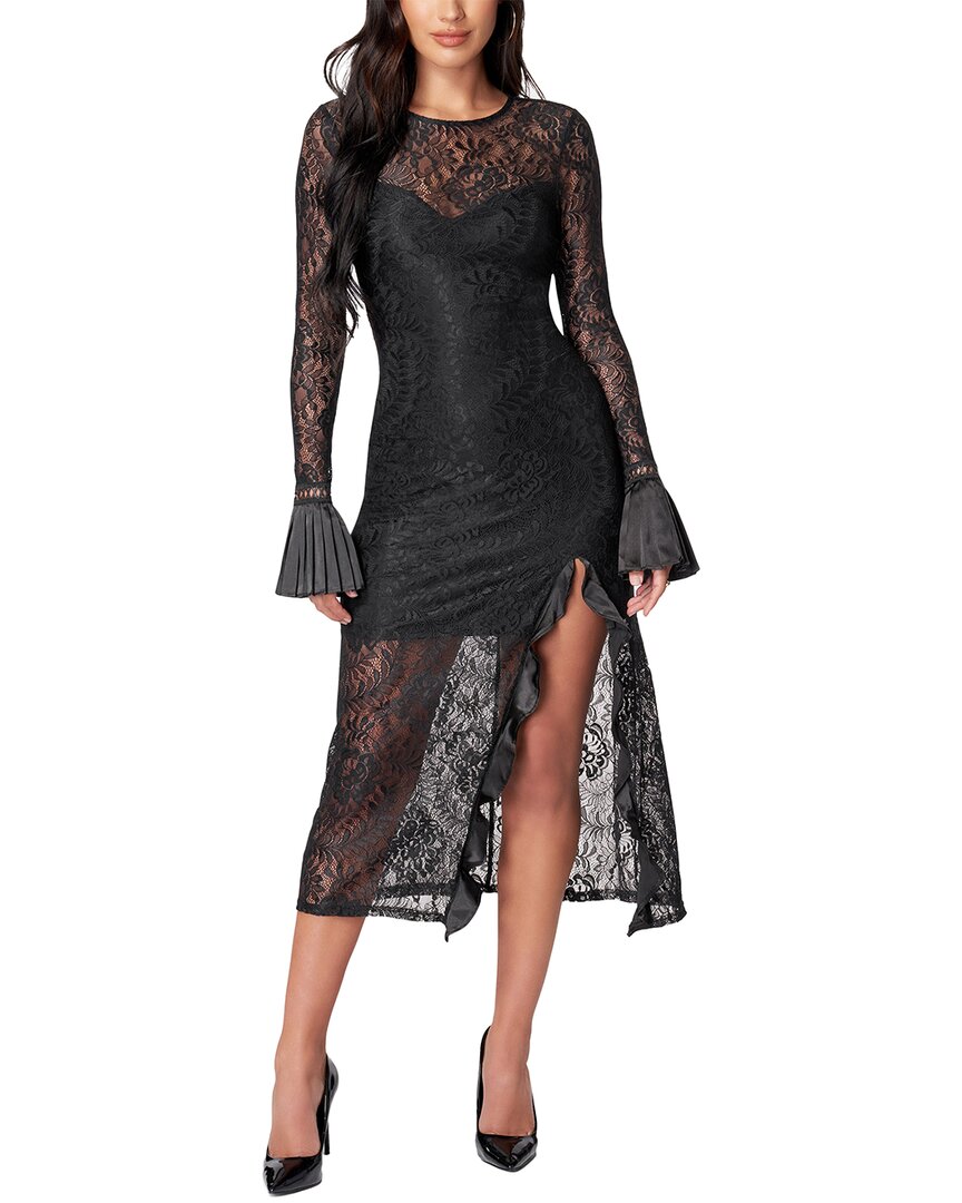 Bebe Slit Lace Dress In Black
