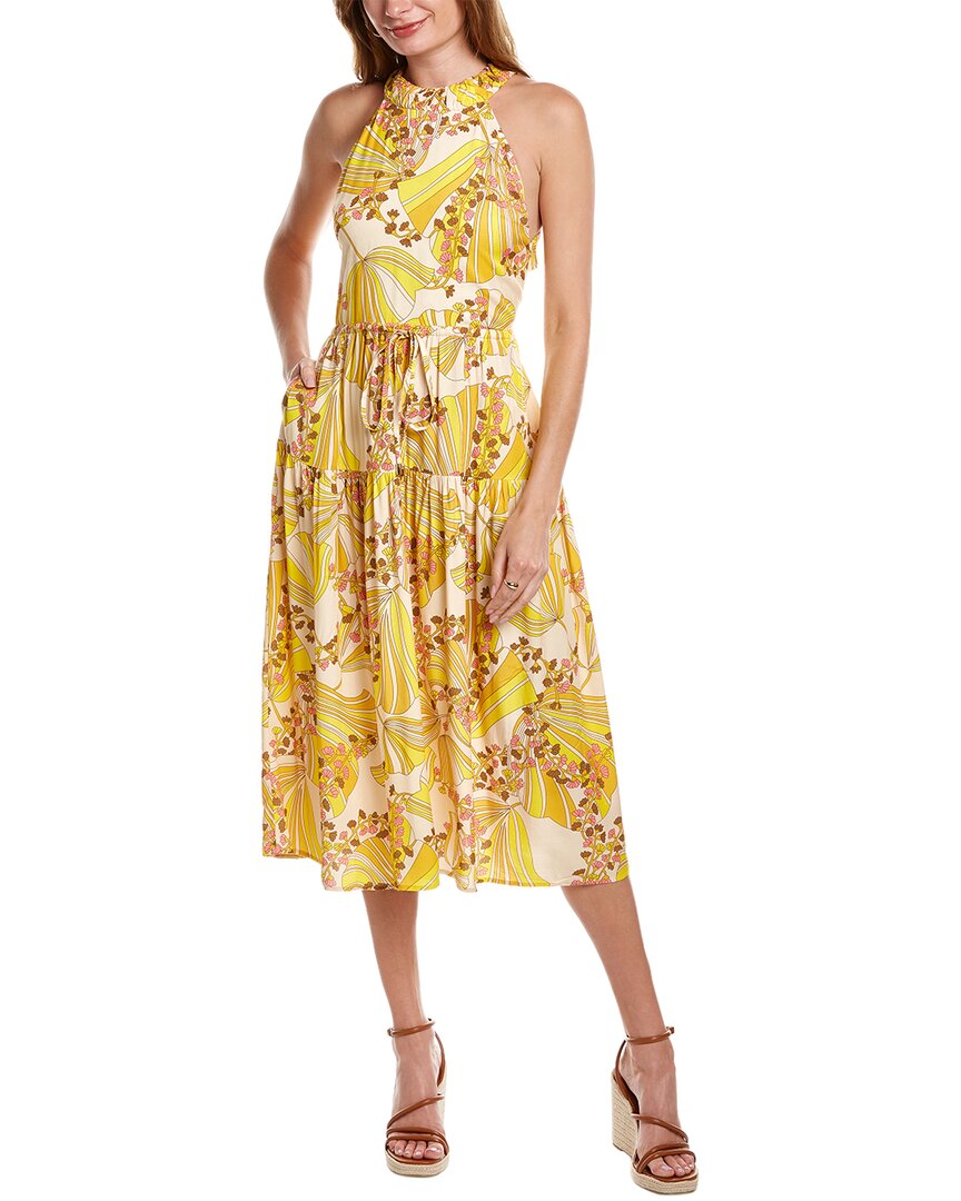 Flora Bea Nyc Jaques Midi Dress In Yellow | ModeSens