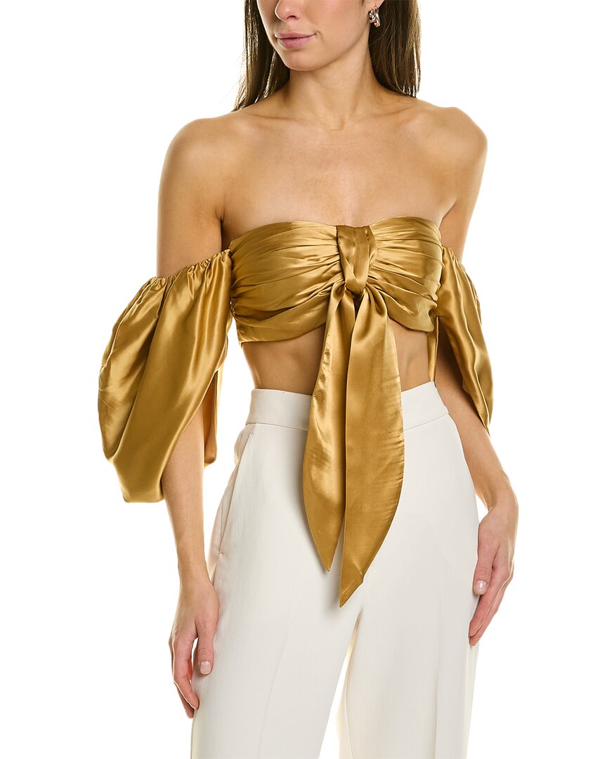 Aiifos Beatriz Silk Top In Gold