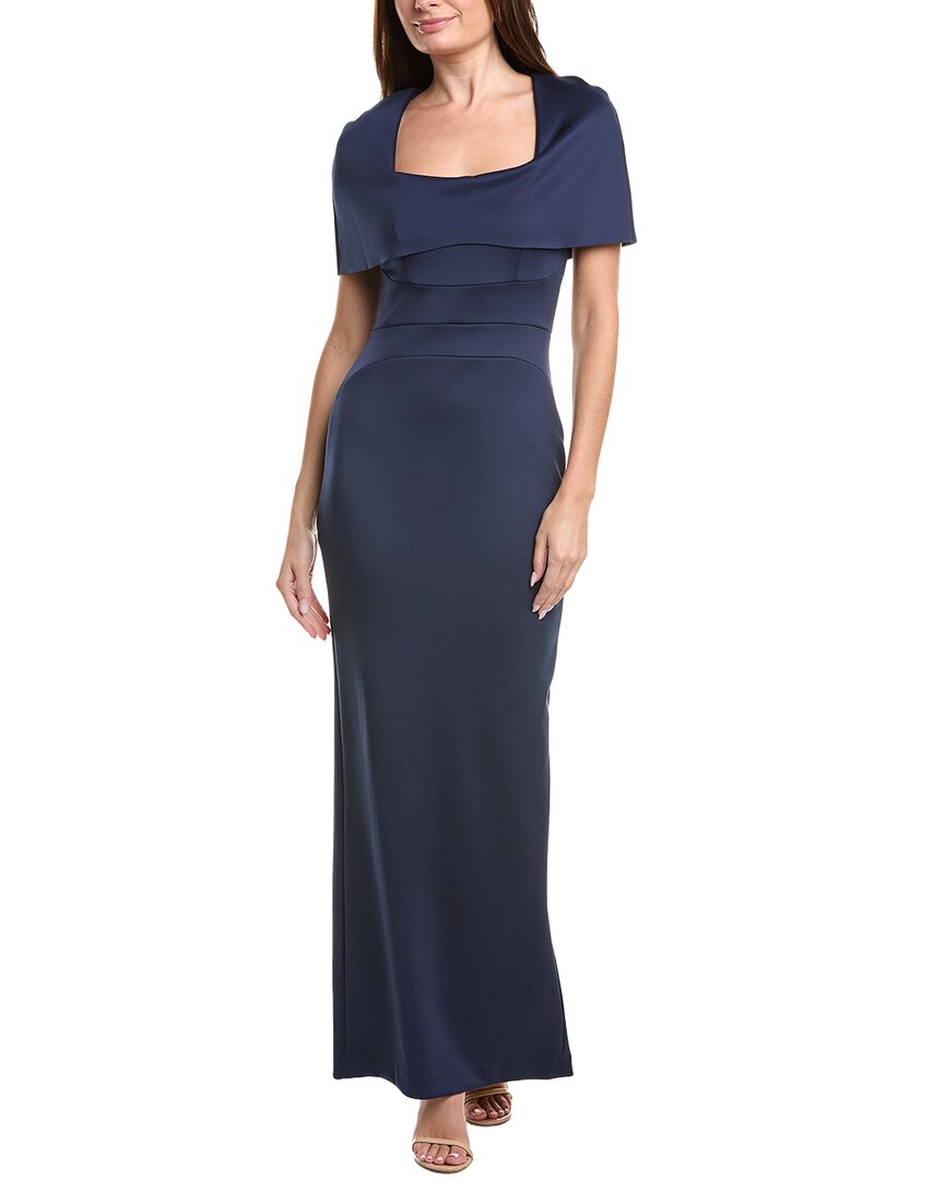 Black Halo Bernice Square Neck Column Gown In Blue