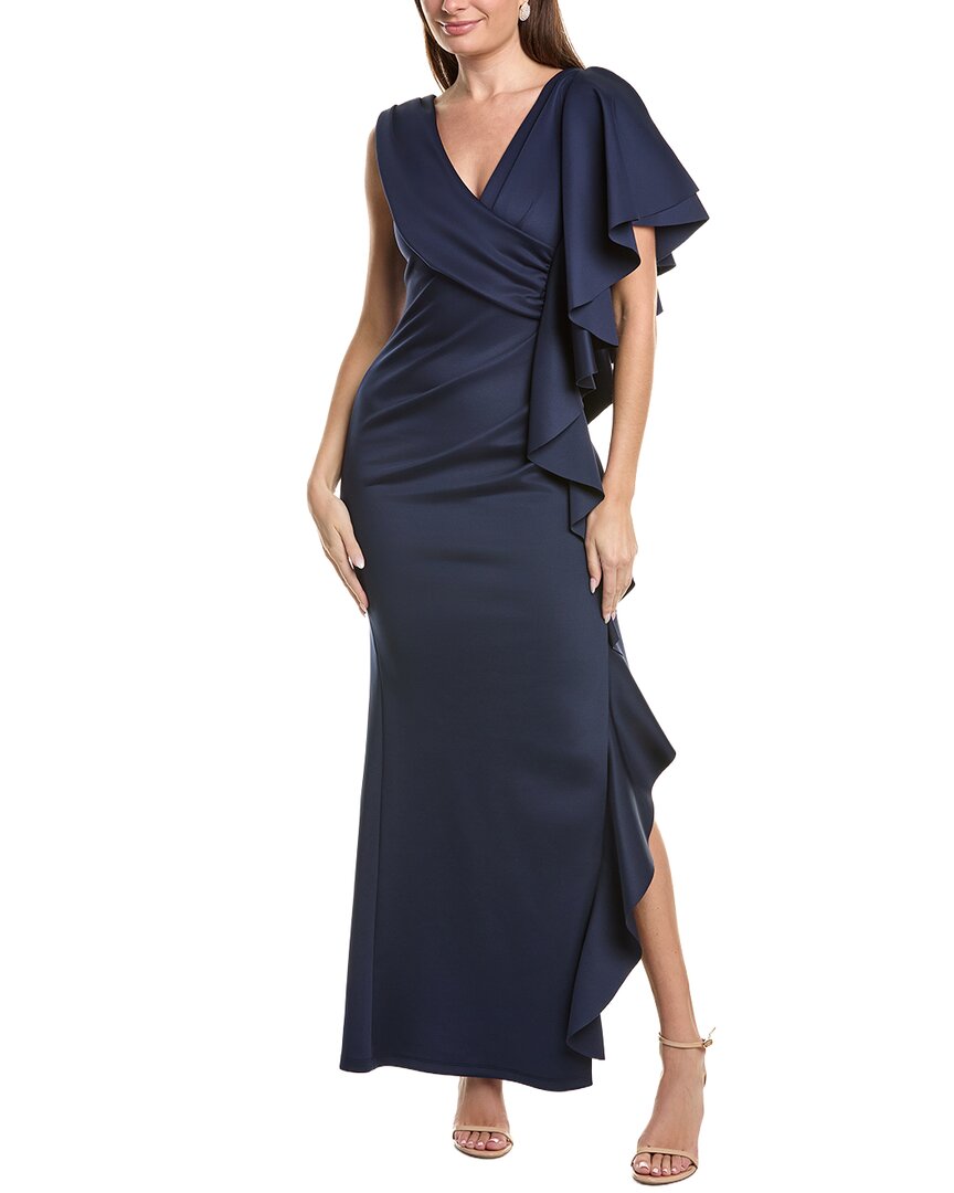 Black Halo Morwen Scuba Gown In Blue