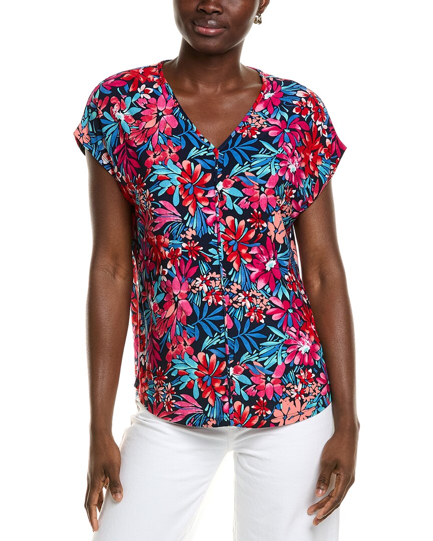 Jones New York V- Neck T-shirt In Blue