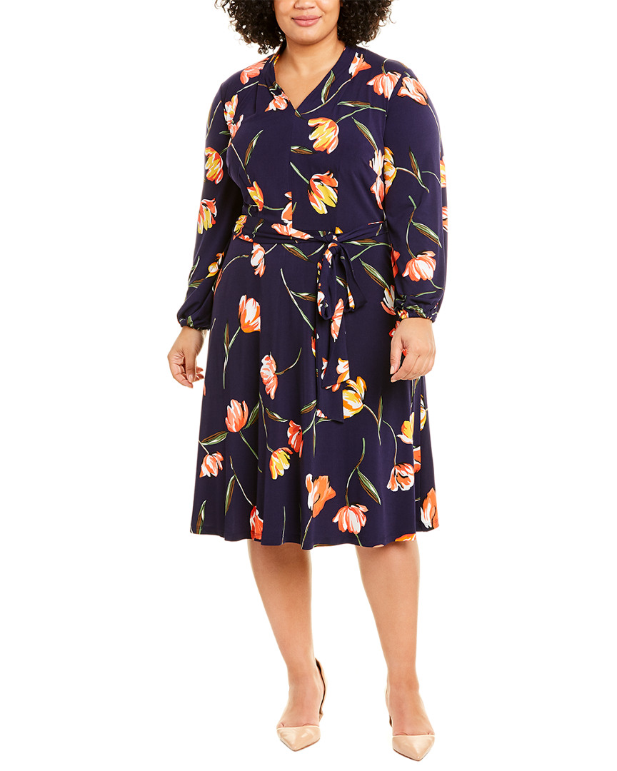 Image of London Times Plus Bell Sleeve A-Line Dress