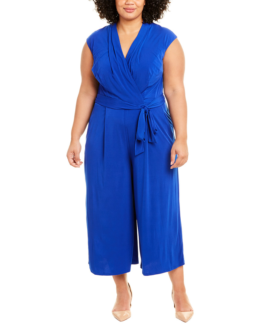Image of London Times Plus Wrap Bodice Jumpsuit
