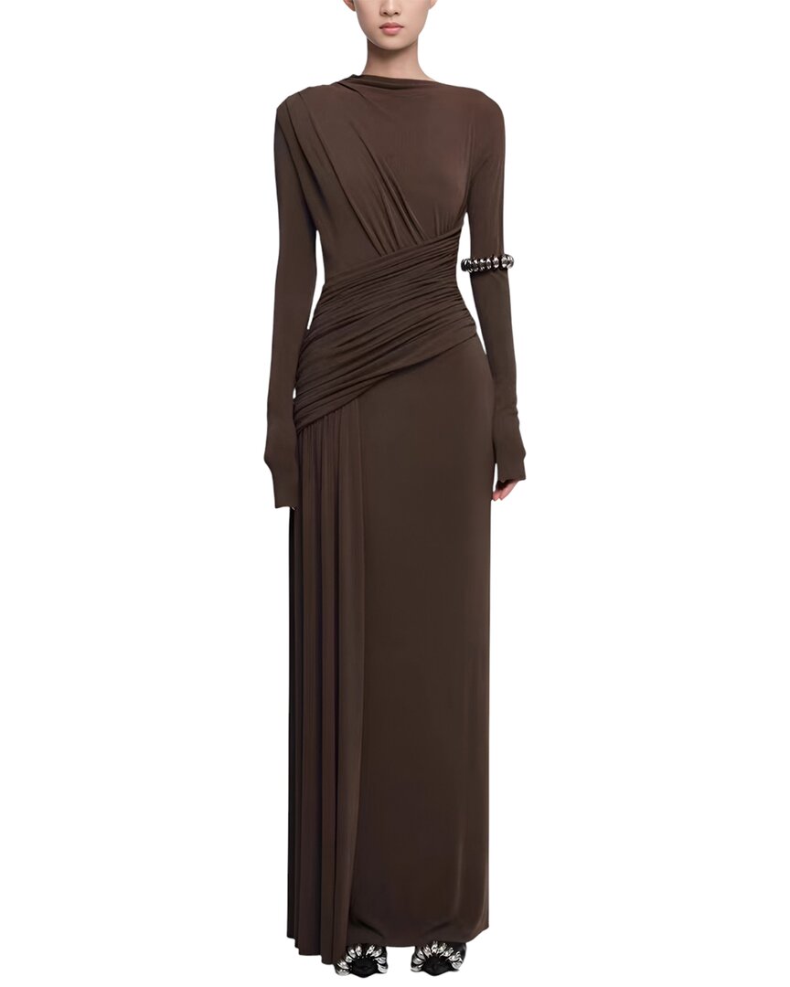 Amanda Royal Maxi Dress In Brown