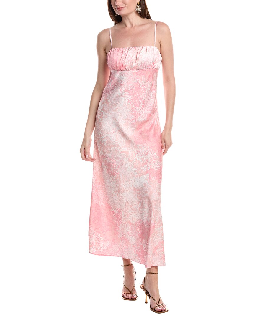 Laundry By Shelli Segal Shirred Satin Slip Dress In Pink