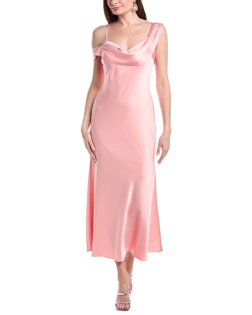Laundry By Shelli Segal Easy One Shoulder Satin Dress In Pink