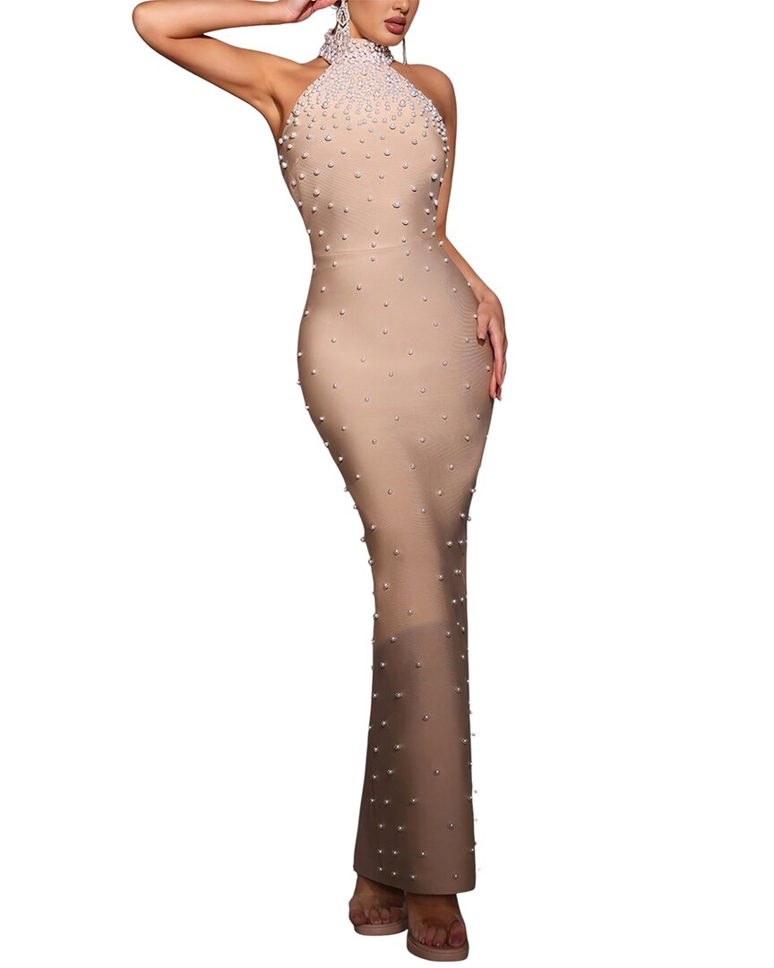 Amina Glam Maxi Dress In Neutral