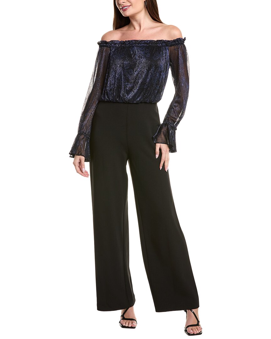 Adrianna Papell Crinkle Crepe Jumpsuit In Blue