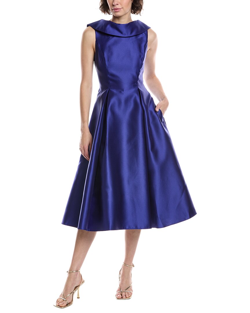 Adrianna Papell Mikado Midi Dress In Blue