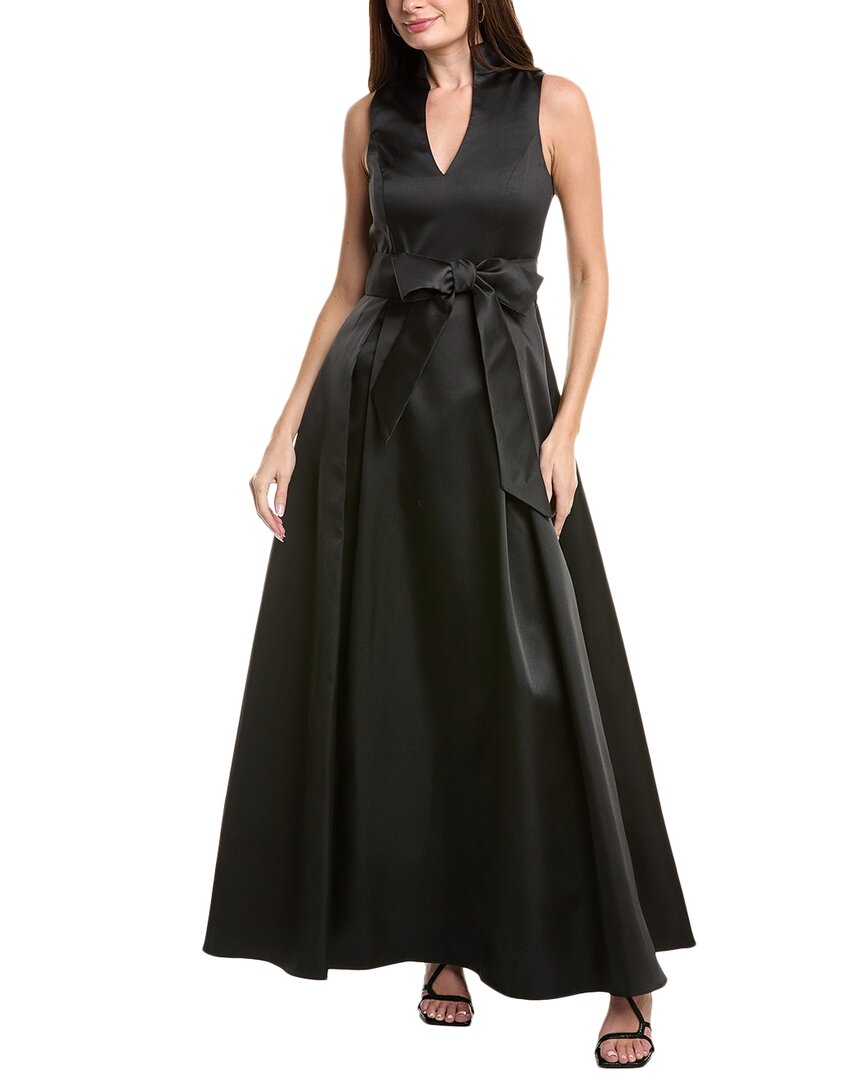 Adrianna Papell Mikado Tie Front Dress In Black