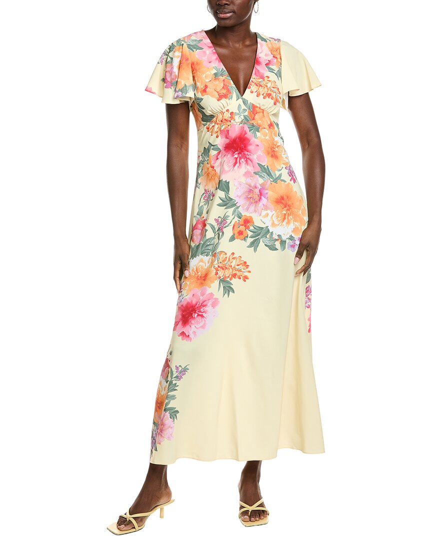 Maison Tara Satin Crepe Maxi Dress In Yellow