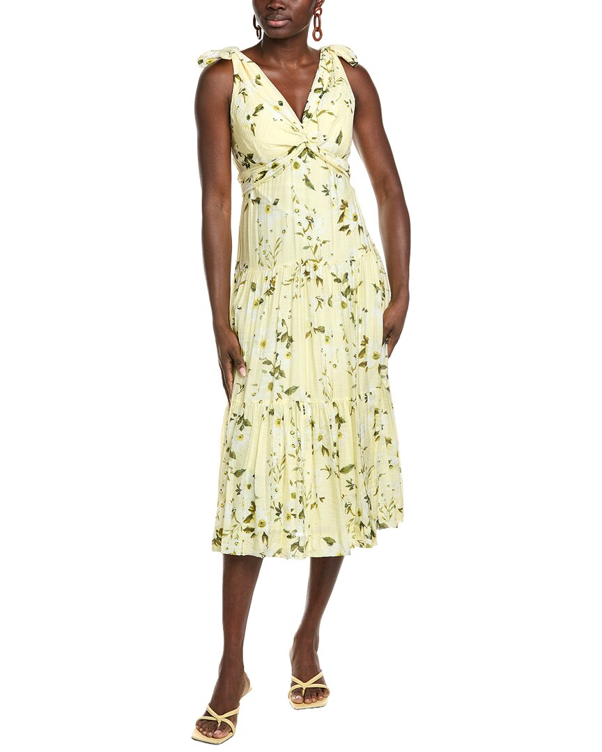Maison Tara Crinkle Viole Midi Dress In Yellow
