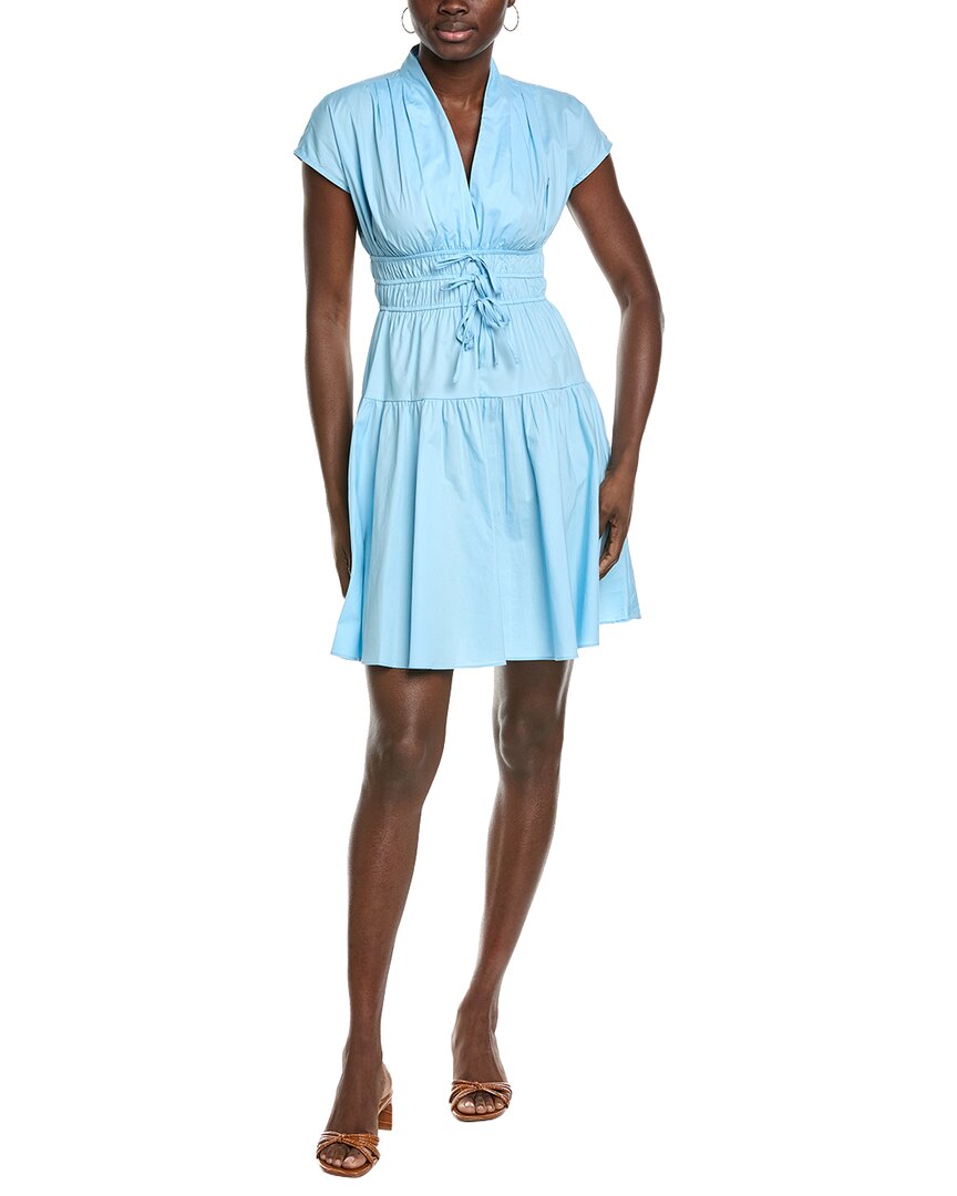 Maison Tara Poplin Mini Dress In Blue