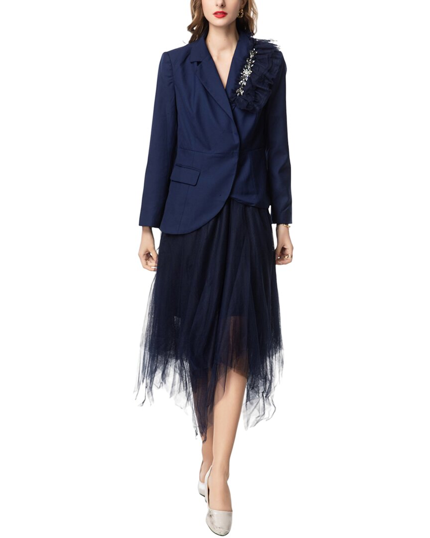 Burryco 2pc Blazer & Skirt Set In Blue