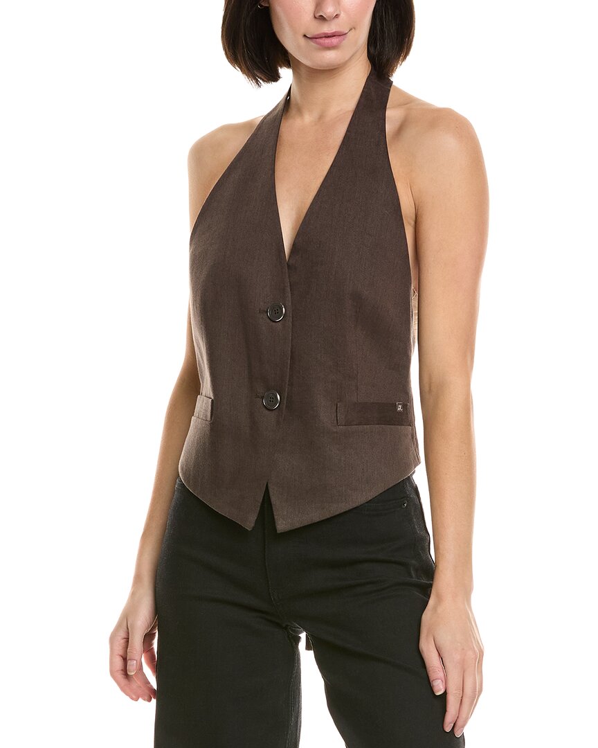 Helmut Lang Halter Linen-blend Vest In Brown
