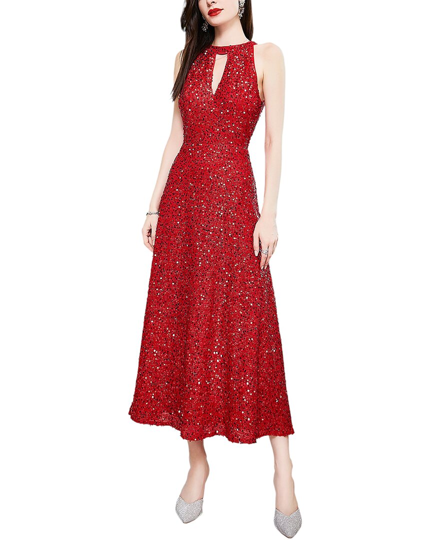 Juliet Roses Midi Dress In Red