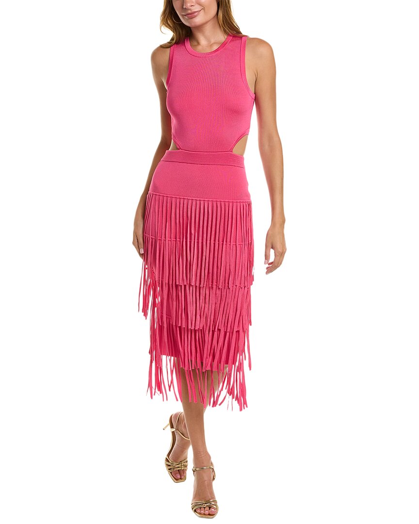 Toccin Women's Jemma Fringe Knit Midi-dress In Hot Pink