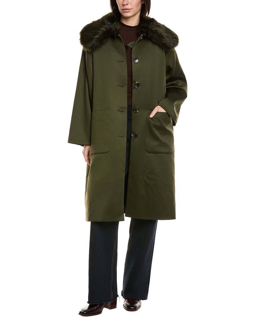 Cynthia Rowley Satin Coat In Green