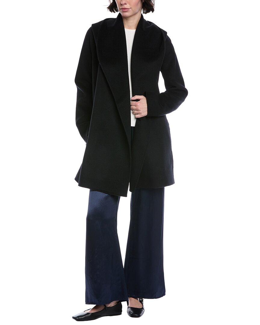 Vince Wool-blend Hooded Coat In Black