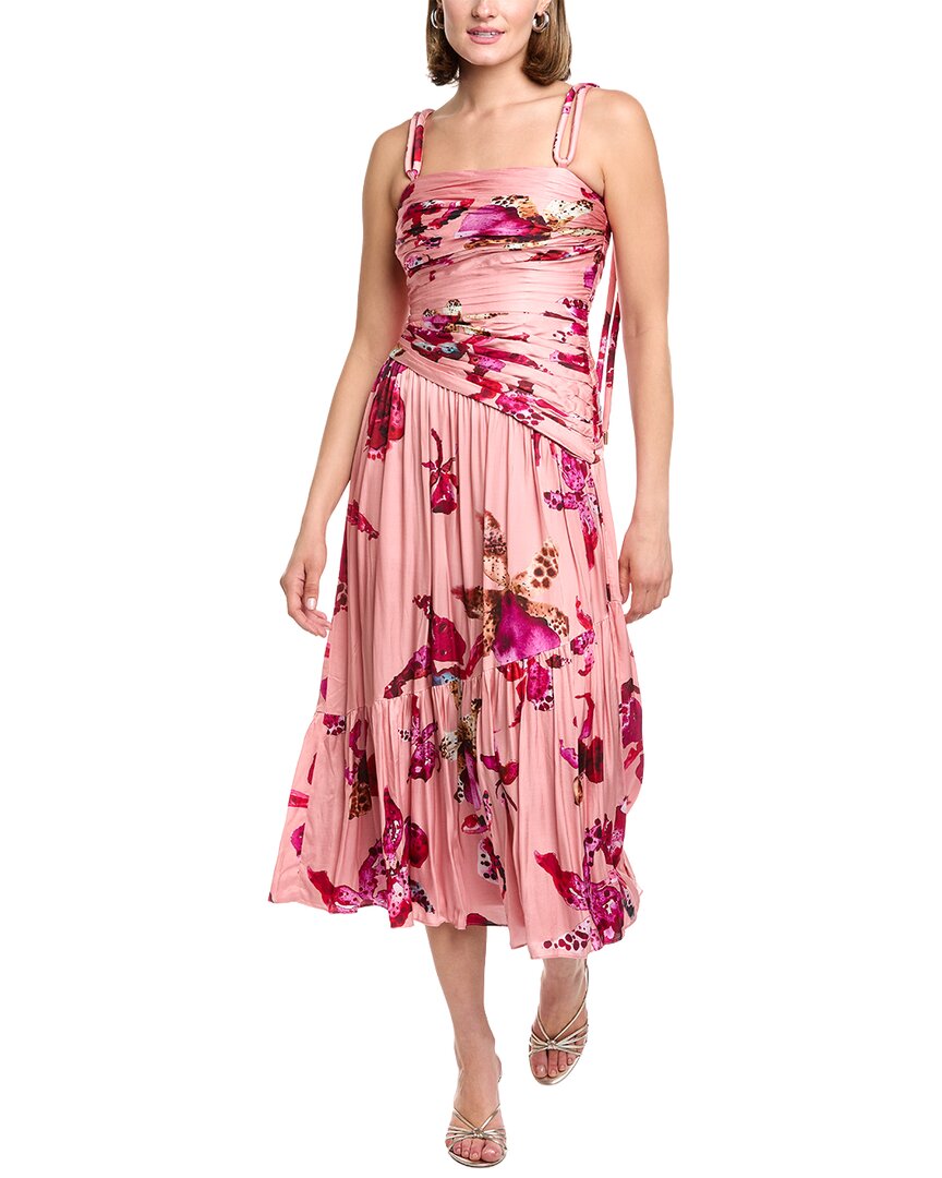 Amur Daniella Printed Midi Dress In Pink