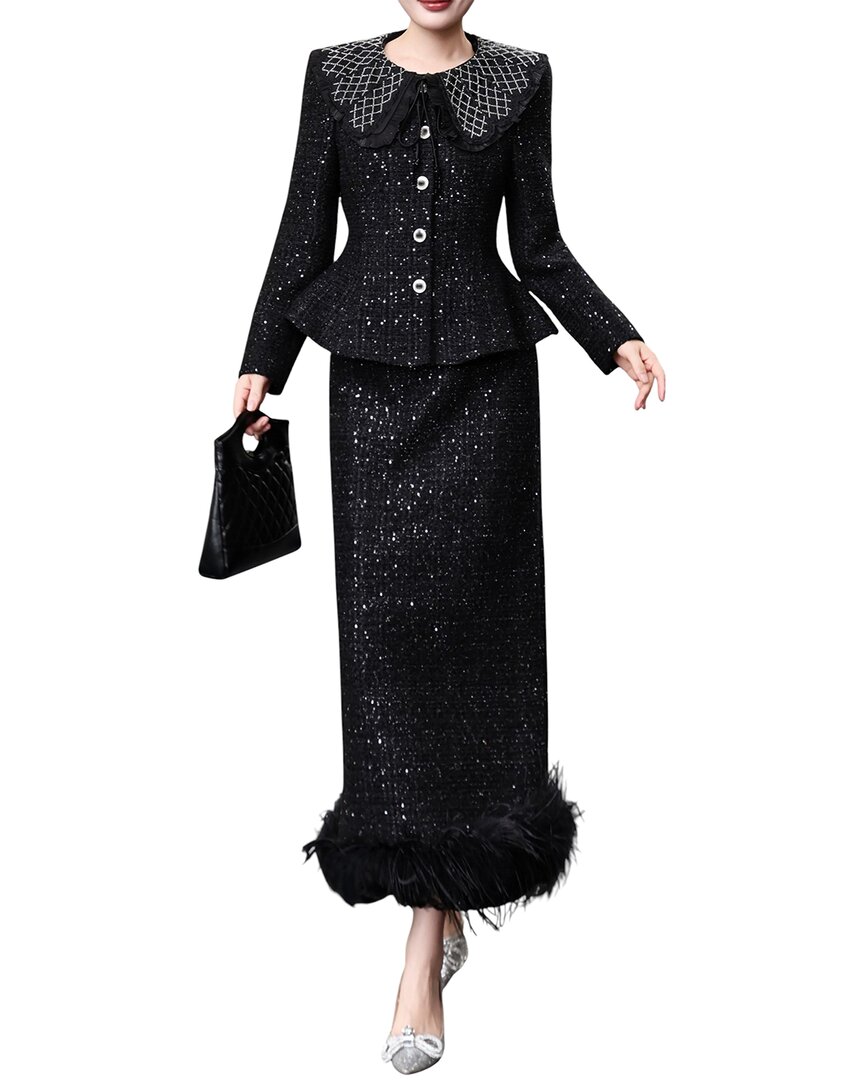 Brc By Burryco 2pc Cardigan & Skirt Set In Black