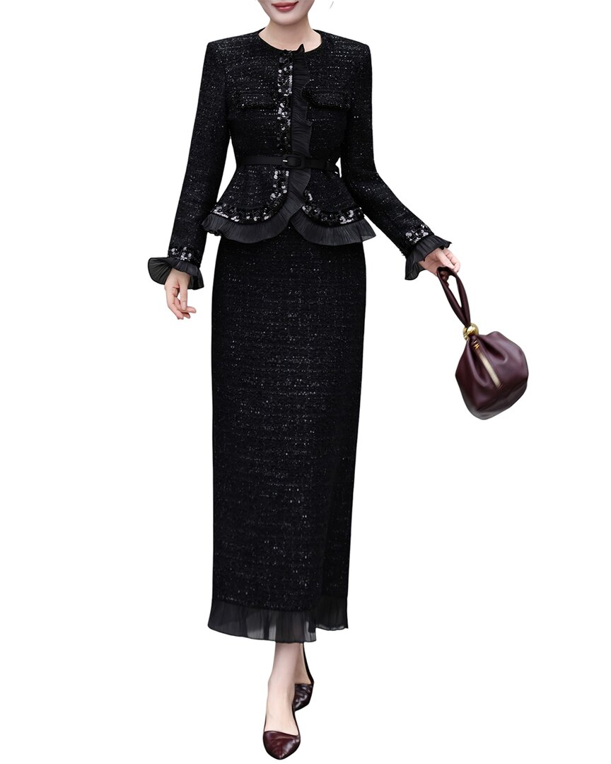 Brc By Burryco 2pc Cardigan & Skirt Set In Black