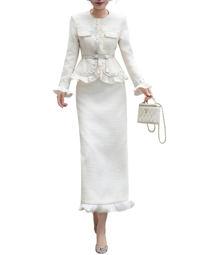 Brc By Burryco 2pc Cardigan & Skirt Set In White