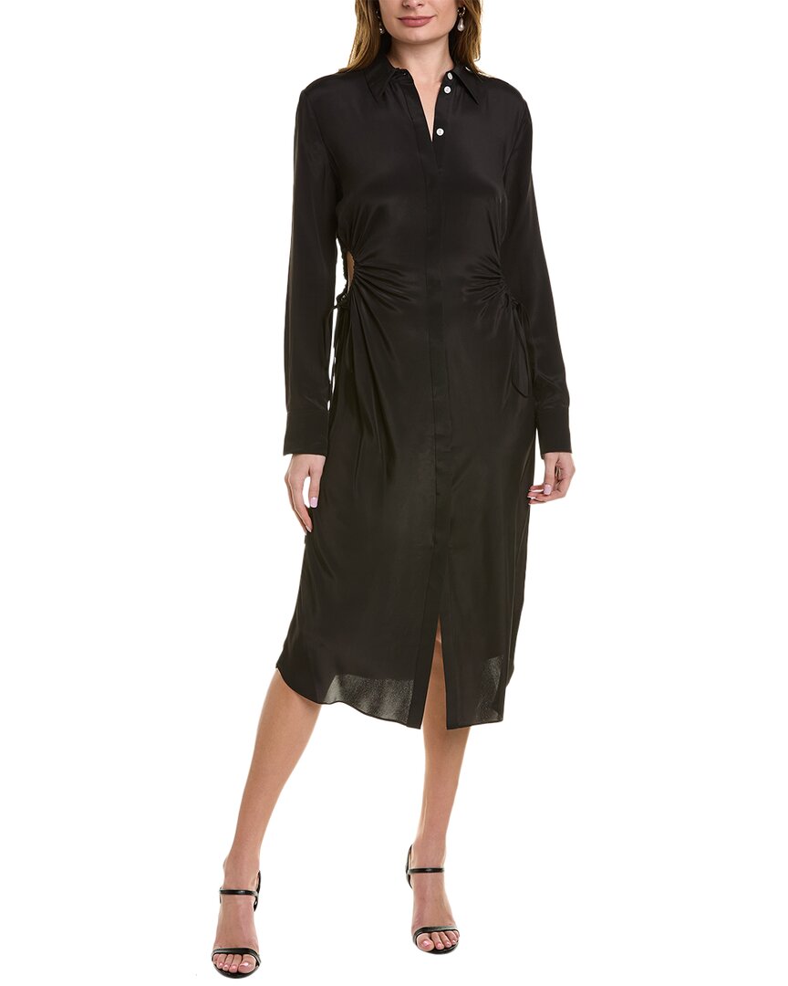 Shop Halston Pat Silk-blend Midi Dress In Black
