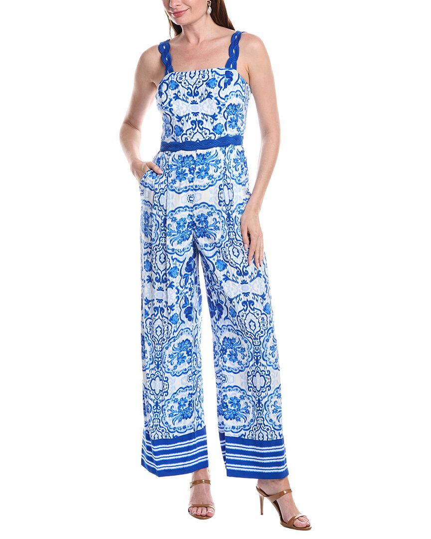 Adrianna Papell Pleated Jumpsuit In Blue