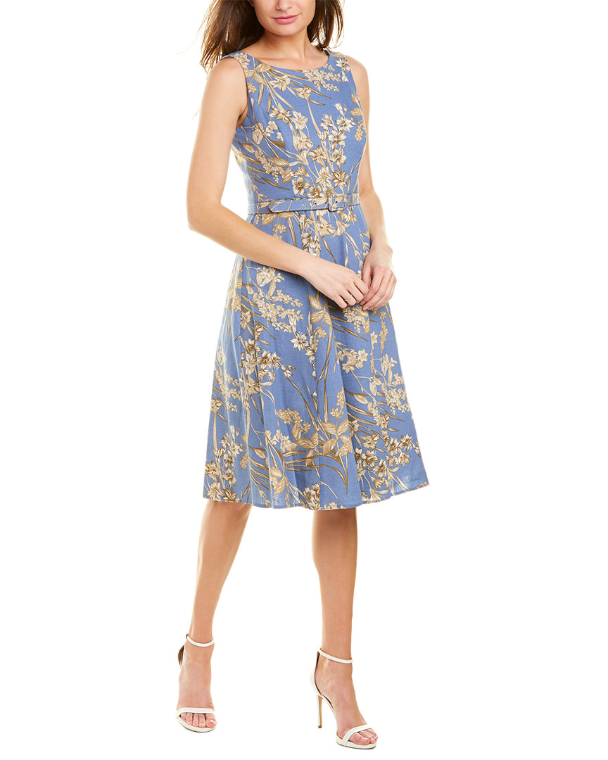 Image of London Times Linen-Blend A-Line Dress