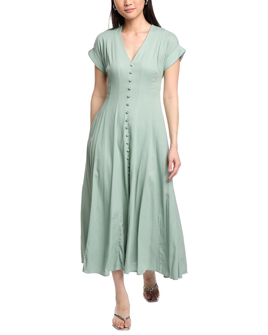 Taylor Linen-blend Maxi Dress In Green