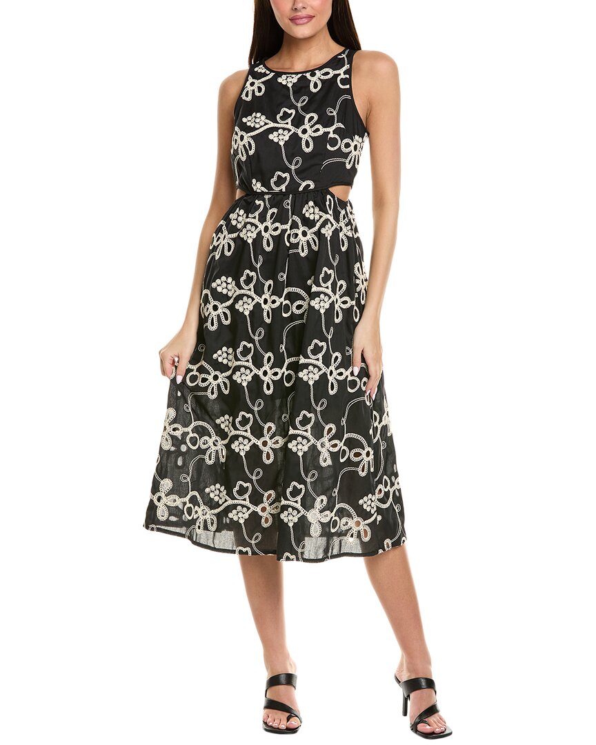 Shop Sam Edelman Rope Embroidered Midi Dress In Black