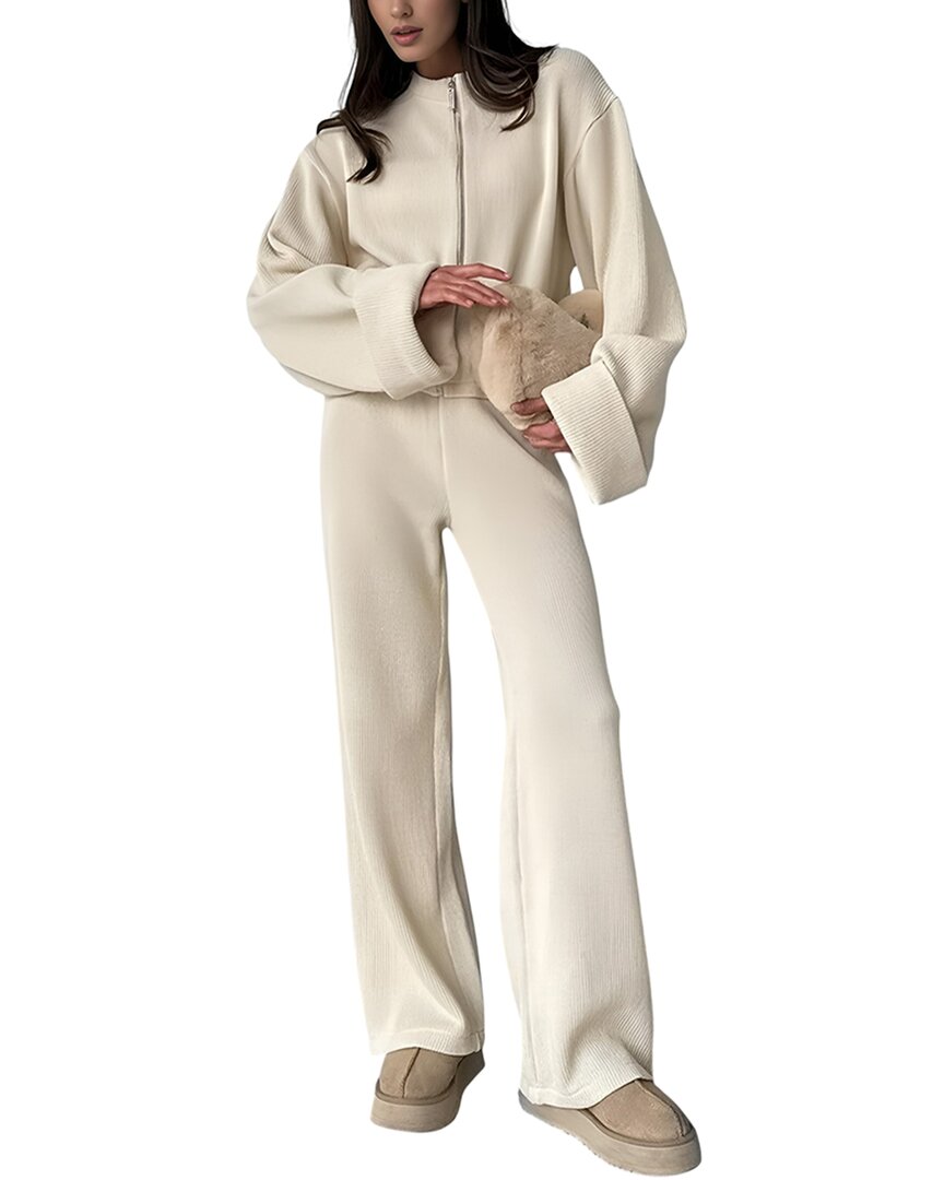 Gvibi 2pc Cardigan & Pant Set In Neutral