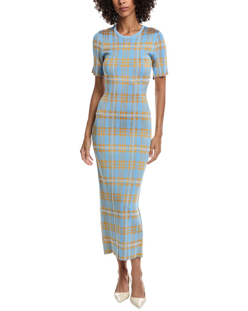 Lela Rose Jacquard Plaid Midi Dress In Blue