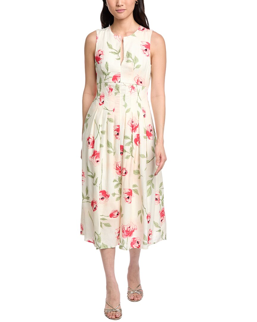 Sam Edelman Pintuck Linen-blend A-line Dress In White