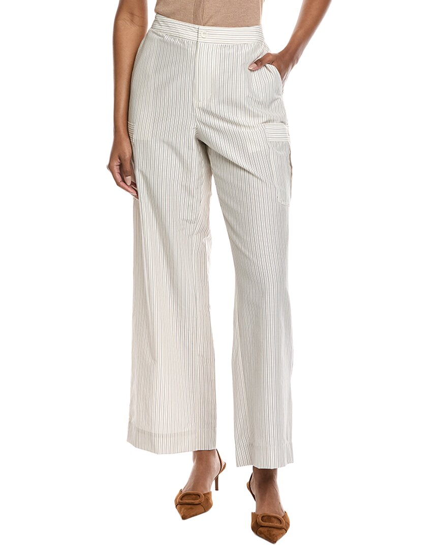 Frame Denim The Stripe Silk-blend Utility Pant In White