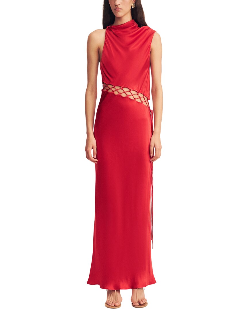 Shona Joy Tatum Cowl Lace Up Maxi Dress In Grd-grenadine
