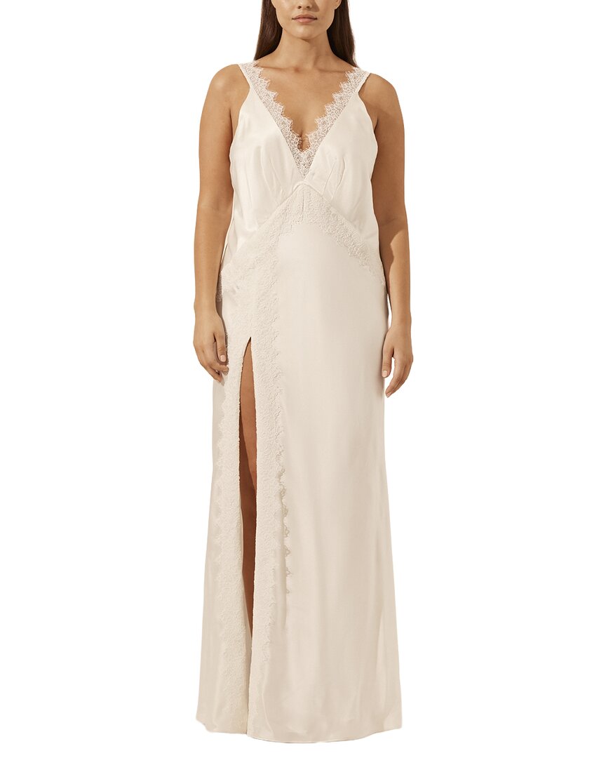 shona joy la lune cumulus silk lace maxi dress Shona Joy - La Lune Cumulus Silk Backless Lace Split Maxi Dress - Ivory