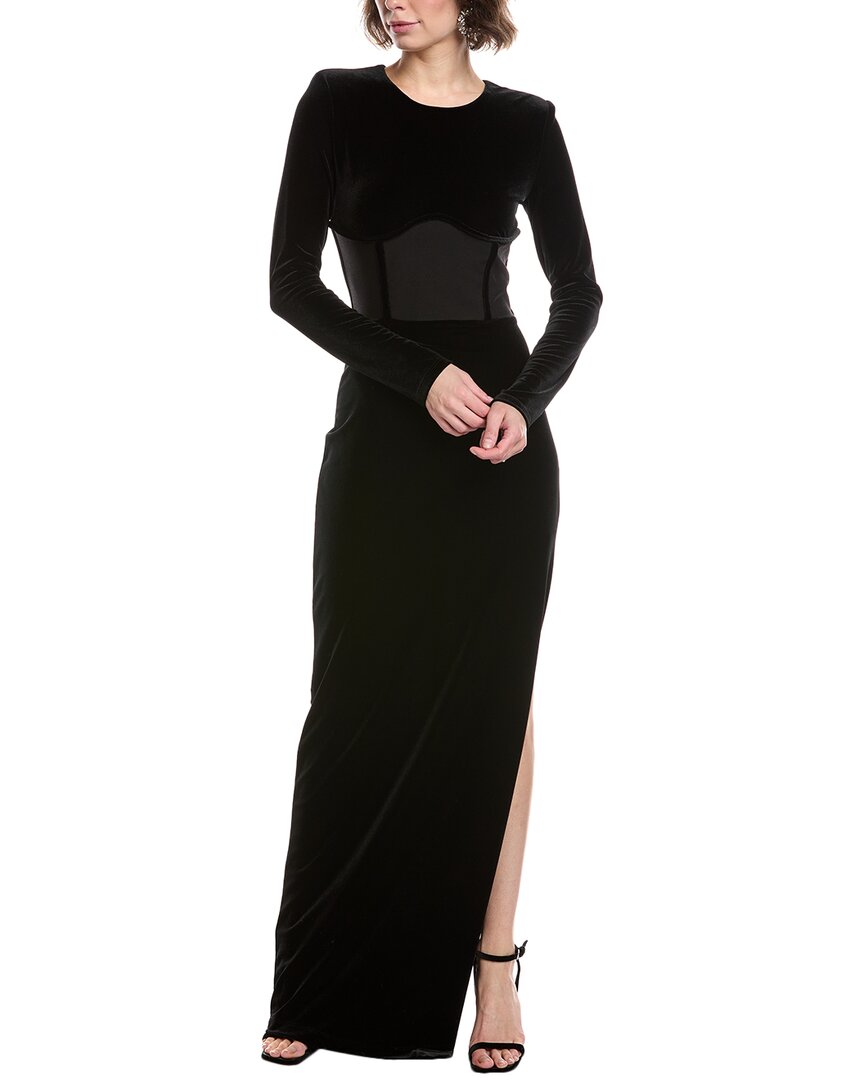 Black Halo Gulliana Velvet Gown In Black