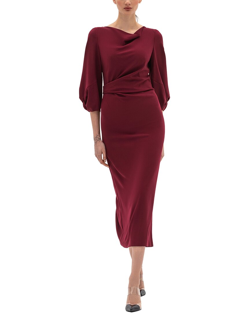 aline midi dresses with sleeves Long Sleeve A-line Midi Crepe Dress – shopaleena