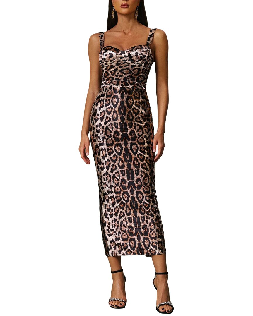 Adele Berto Midi Dress In Animal Print