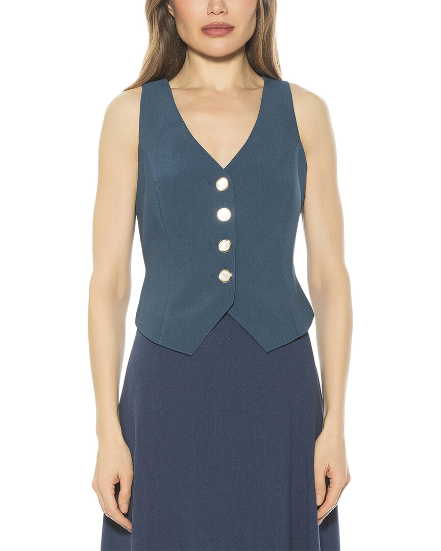 Alexia Admor Liliana Button Front Vest In Blue